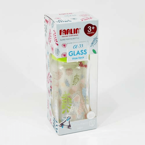 Flarin Wide Neck Glass Feeding Bottle Flora-Color 240Ml