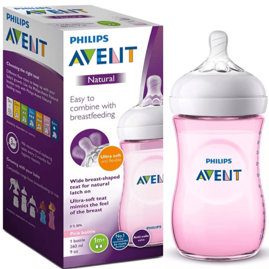 Philips Avent Natural Baby Feeding Bottle 260ml 1m+ Pink