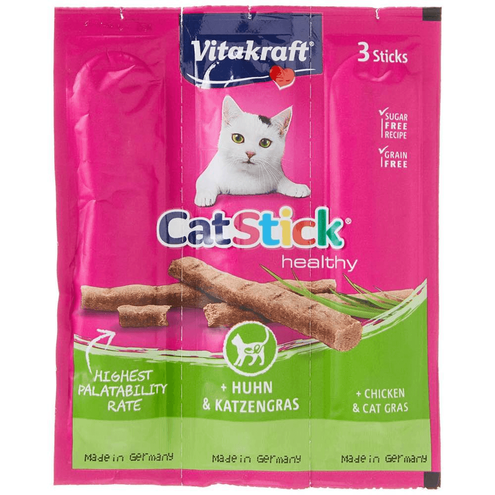 Vitakraft Cat Stick Treat Chicken & Cat Grass Sticks 18g