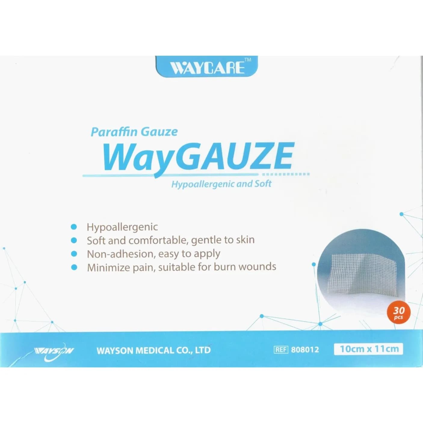 Waycare Paraffin Gauze 10cm x 11cm 30 Pieces