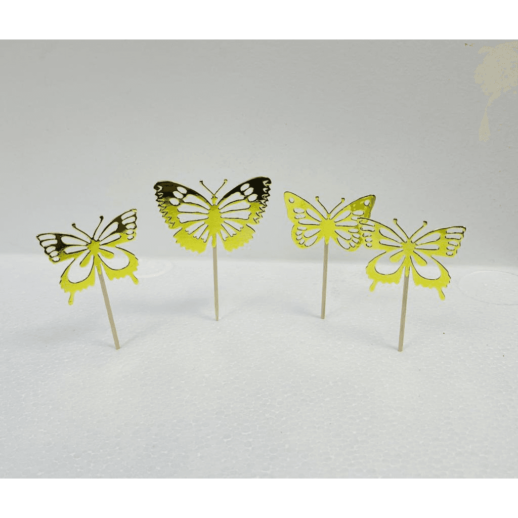 Handmade Gold Butterfly Cake Topper 12 Pieces
