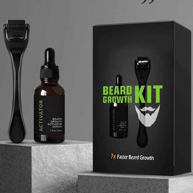 2 In 1 Beard Growth Kit - Beard Growth Activator Oil + Derma Roller