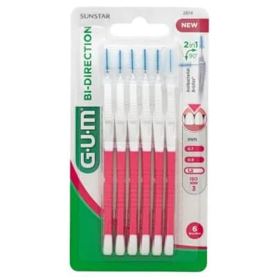 Gum Interdental Brush Bi-direction Iso Size 3 1.2mm 6 Brushes Ref-2614