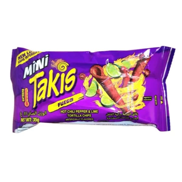 Mini Takis Fuego New Look Same Intensity Hot Chili Papper & Lime Tortilla Chips 35g