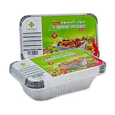 Food Pack Aluminum Container With Lid 6 Pieces