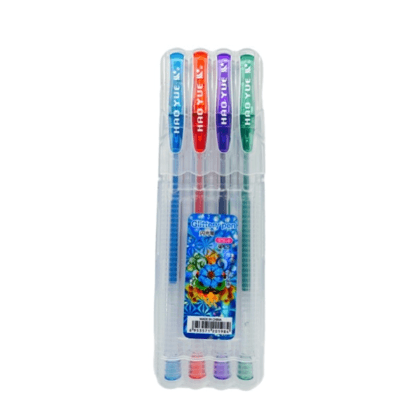 Hao Yue 4 Glittery Pen Blue, Red, Green And Purple Colour - 4304