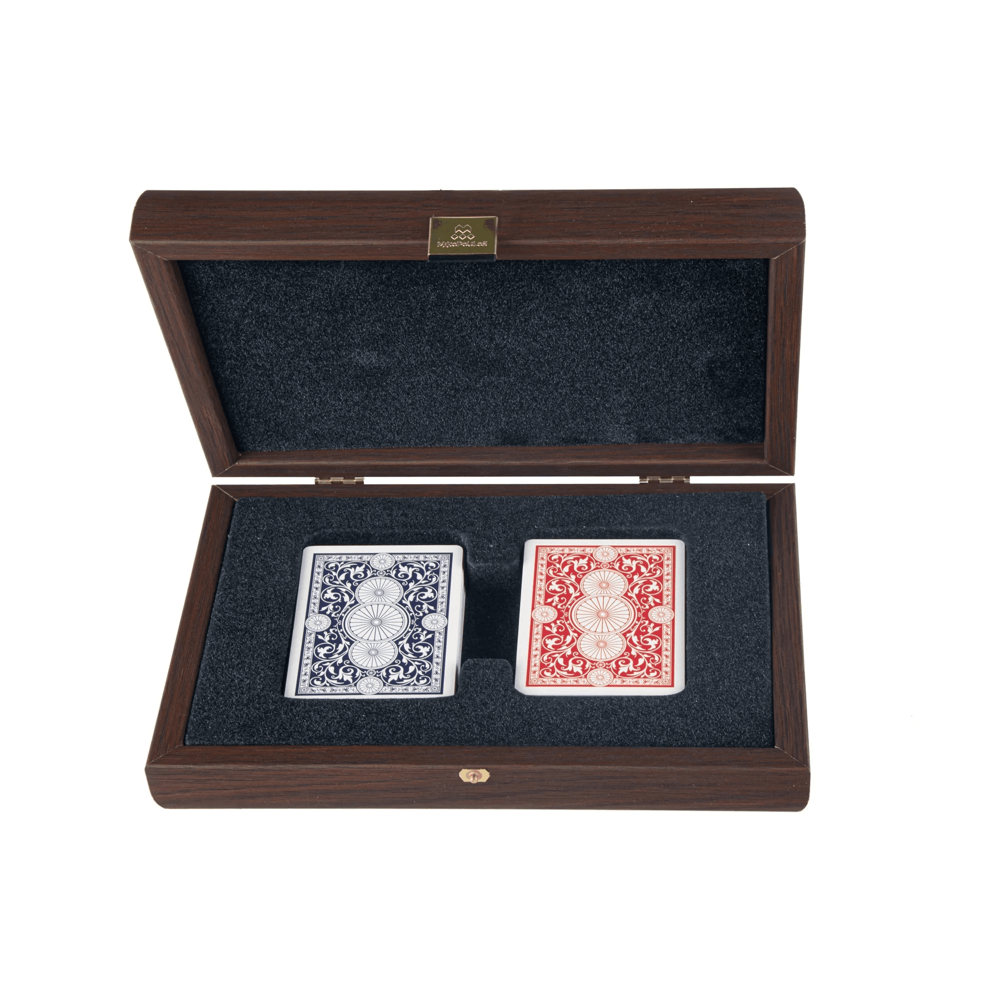 Plastic Coated Playing Cards In Brown Case