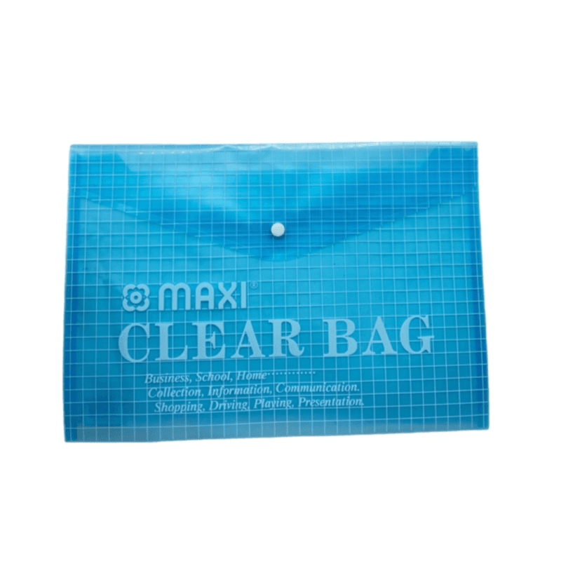 Maxi Foolscap Clear Bag Document Folder blue Colour - 11809