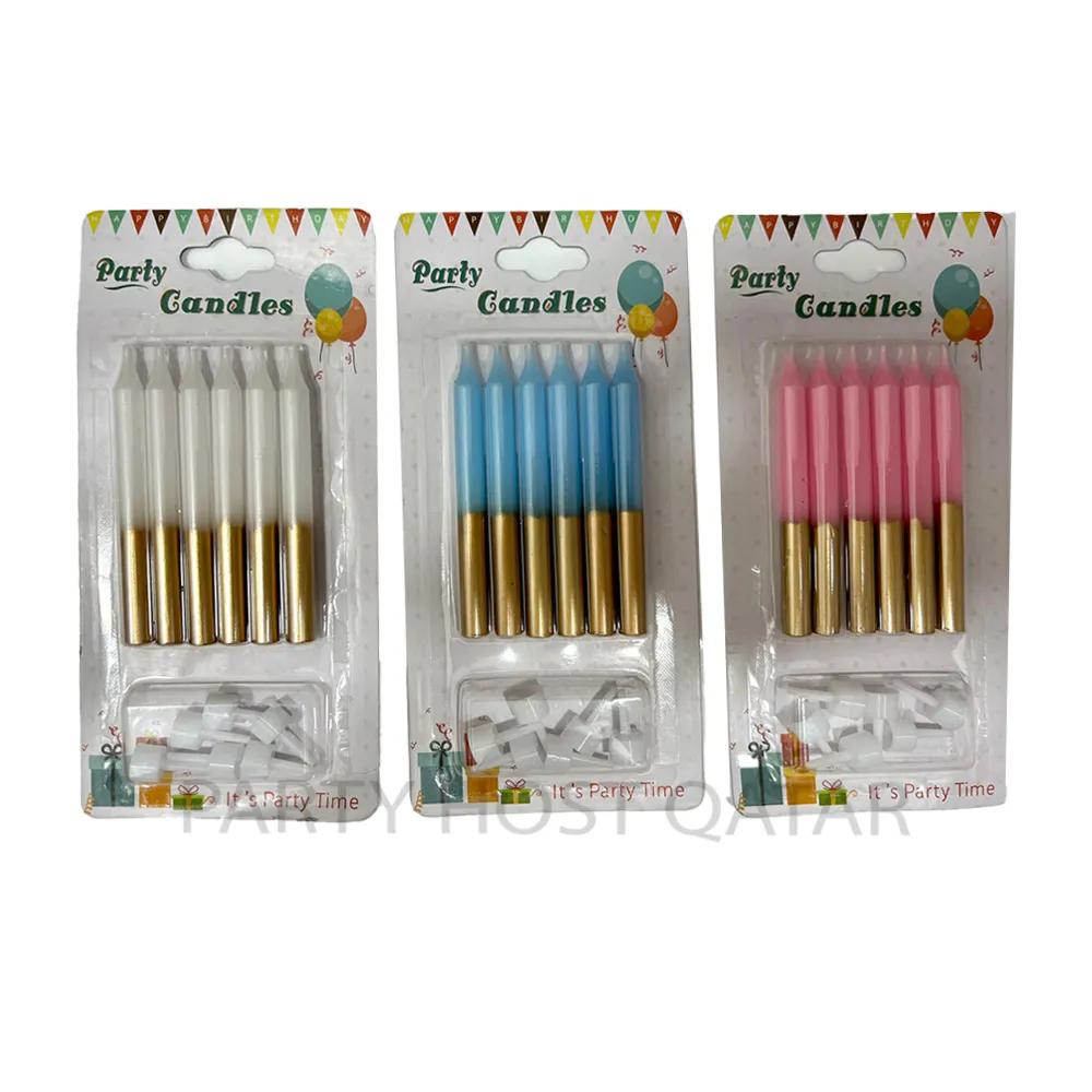 Pastel With Chrome Gold Candles (Small) - Pink