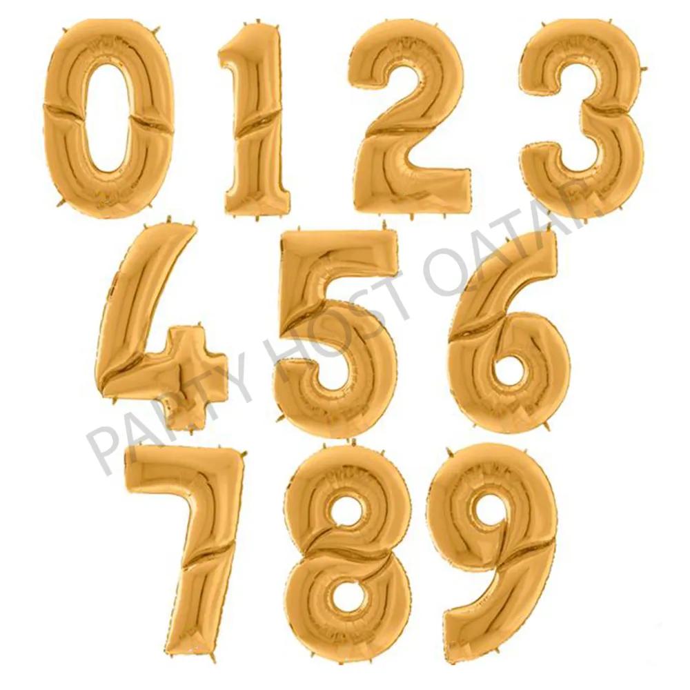 Gold Number Foil Balloon 40 Inch Helium  (Italy) 75Qr Each