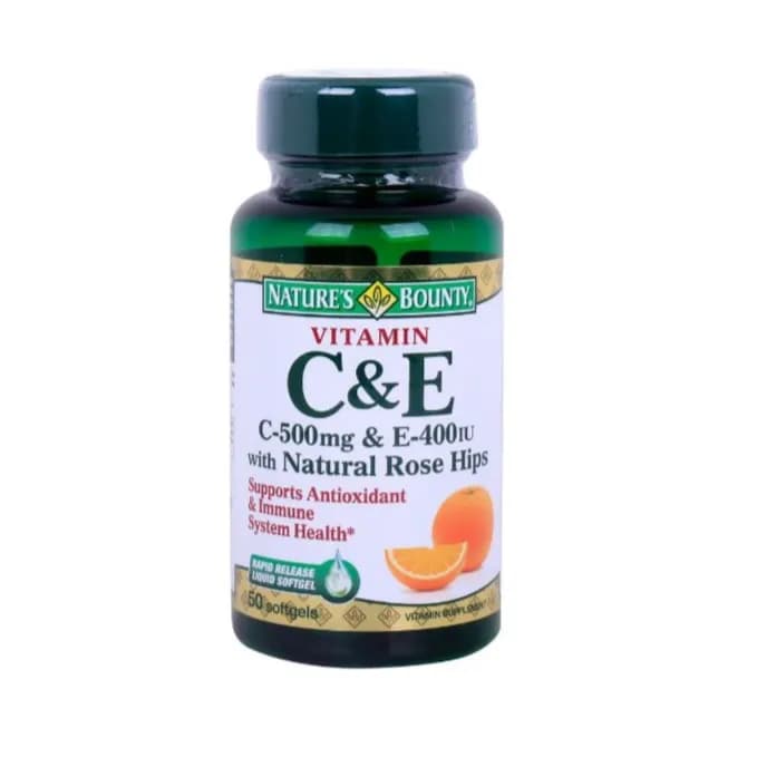 Nature's Bounty Vitamin C& E With Rose Hips 50 Softgels