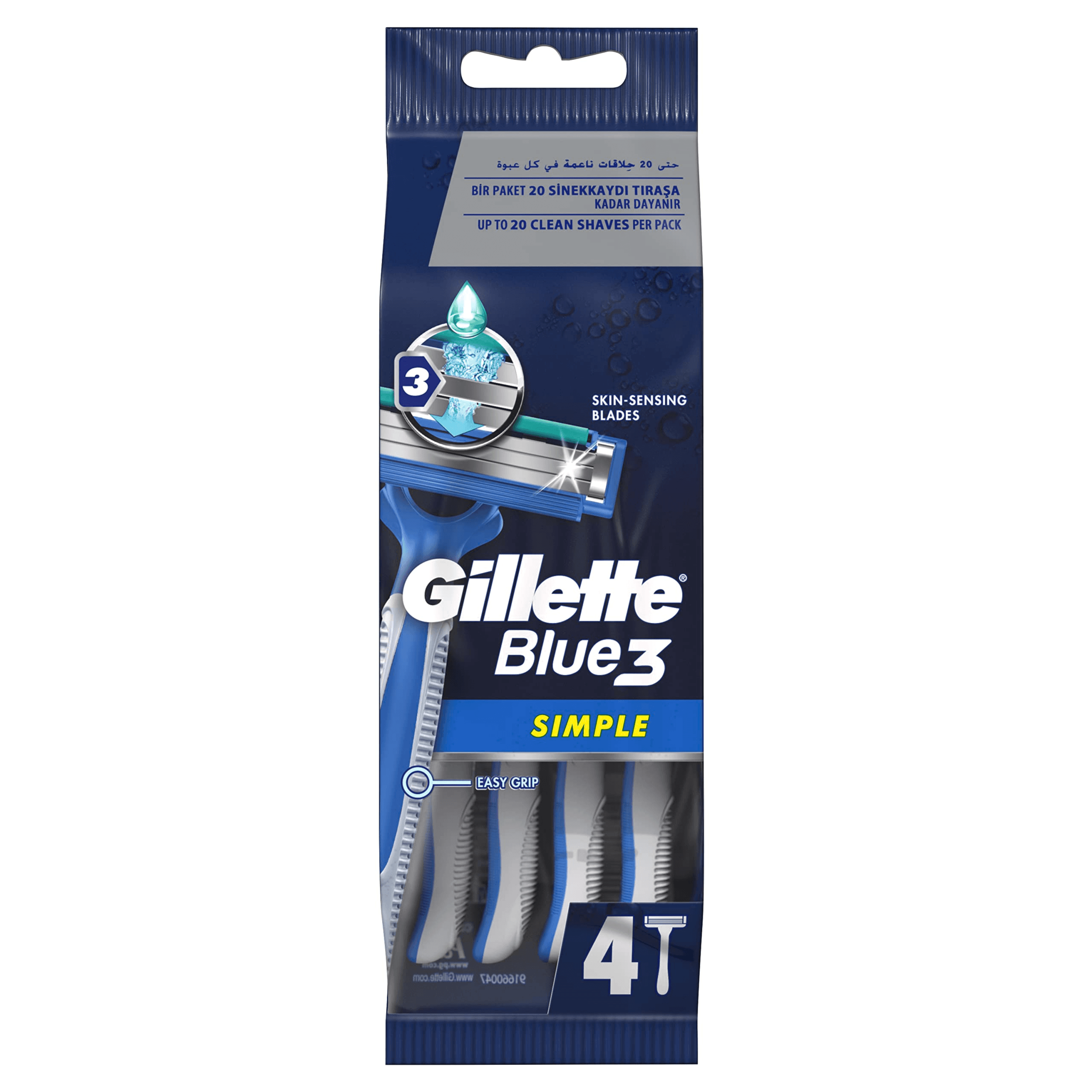 Gillette Blue 3 Simple 4 Pieces