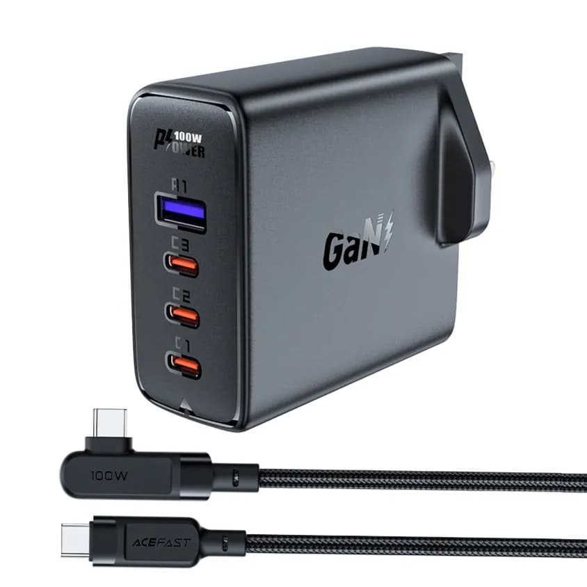 Fast Charge Wall Charger PD100W GaN (3USB-C + USB-A) UK ACEFAST A40