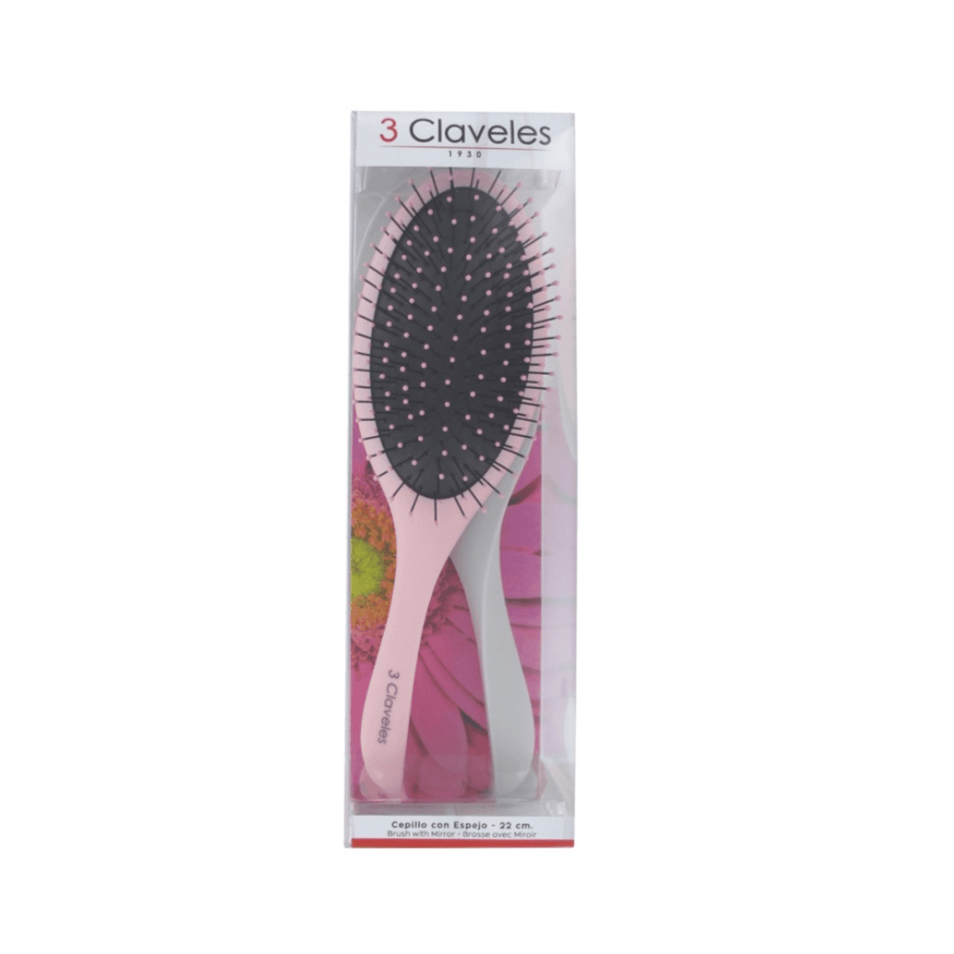 3 Claveles Hair Brush With Mirror 16016