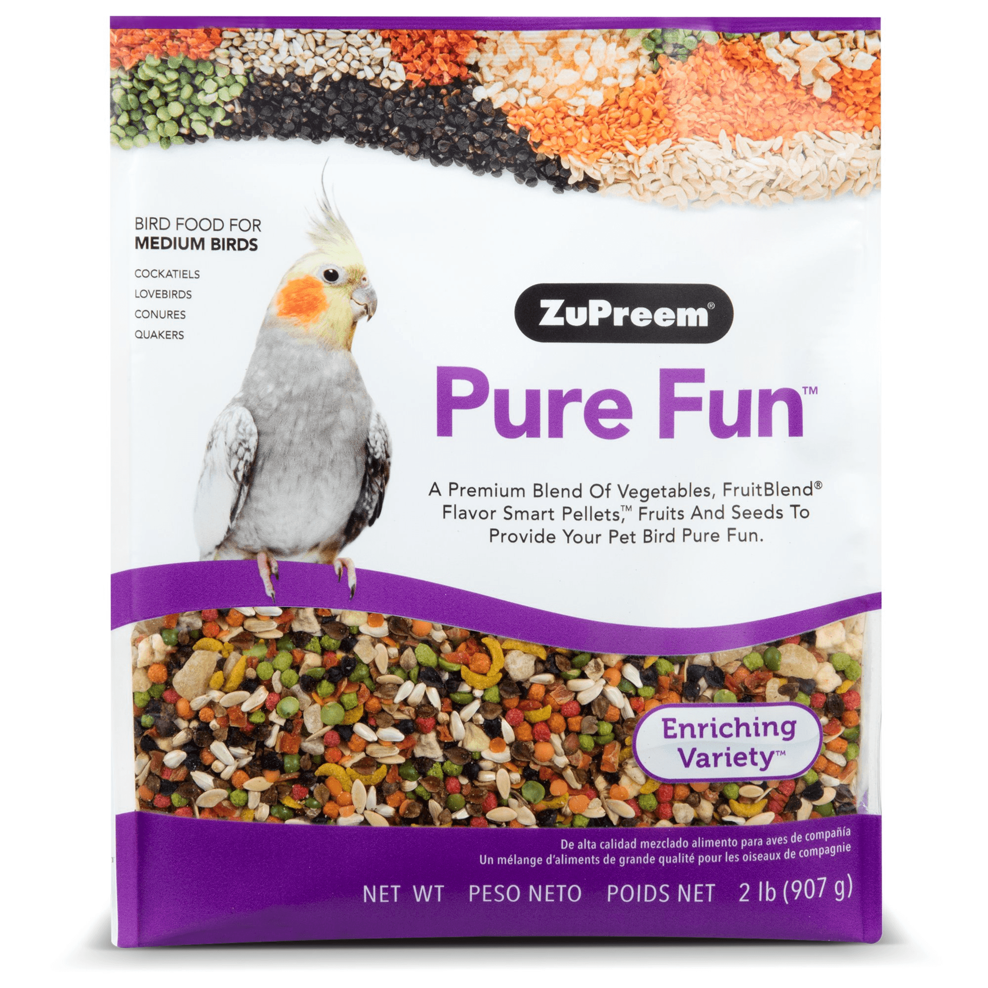 Zupreem Pure Fun Bird Food For Medium Birds 907 G