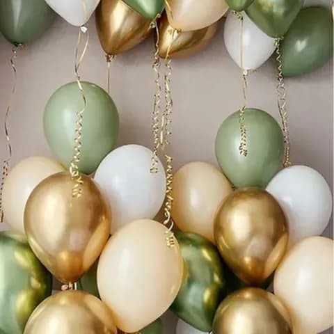 Sage Green And Beige Helium Balloons 10 Pieces