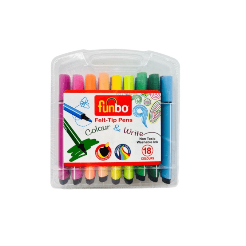 Funbo Felt Tip Colour Pens 18 Washable Colours - 10962