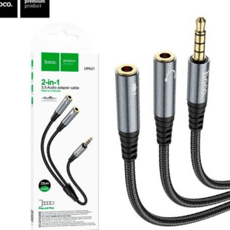 Hoco 2-In-1 3.5Mm Audio Adapter Cable