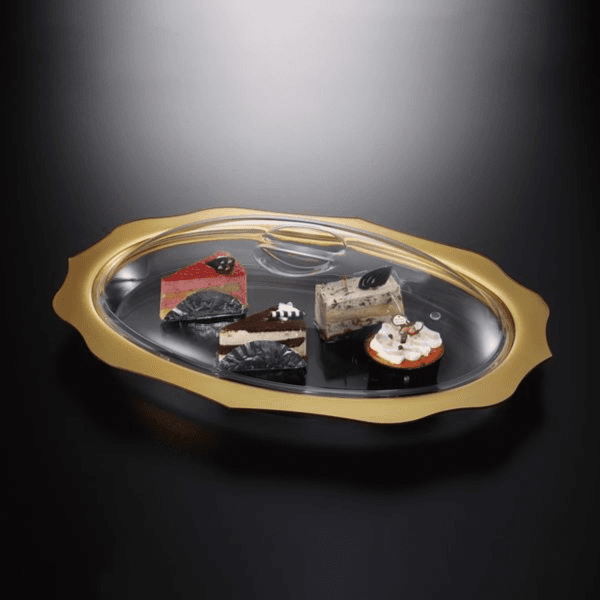 Acrylic Oval Dessert Serving Set With Lid 41.5 x 58 Cm-02-984