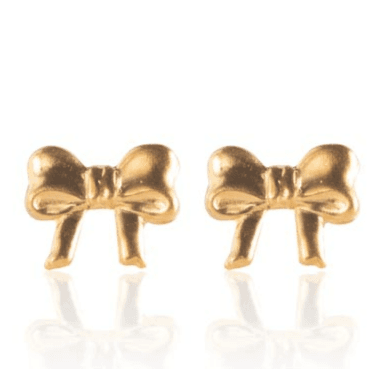 Stainless Steel Earrings | Small Bow Studs | 22K Gold Plated