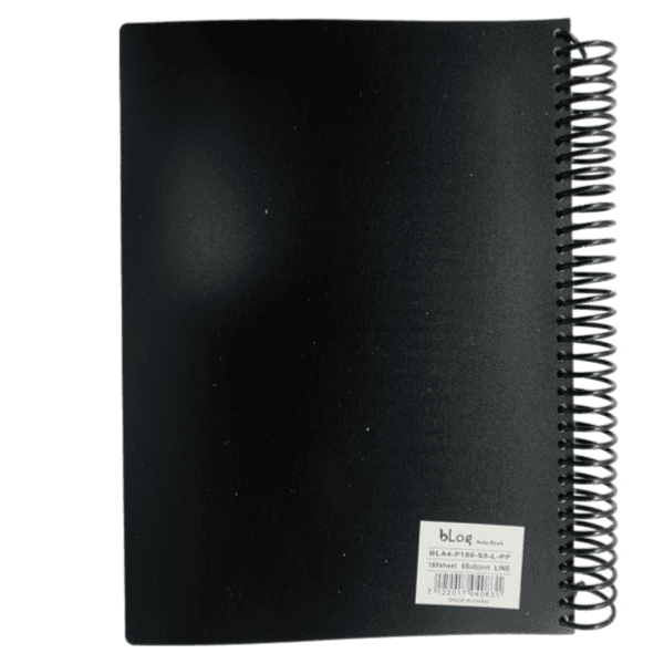 Blog University 4 Subject Ruled Notebook A4 Size 120 Sheets Black Colour - 2209