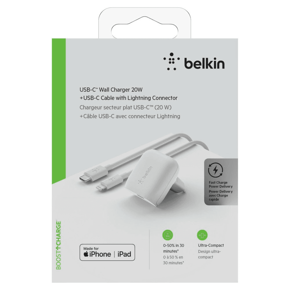 Belkin Boost Wall Charger Usb-c With Lightning Connector 20w