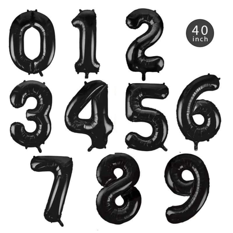 40'' Foil Balloon Numbers With Helium (Black)