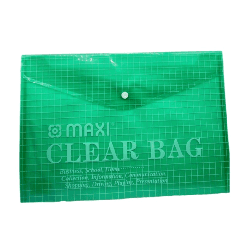 Maxi Foolscap Clear Bag Document Folder green Colour - 11810