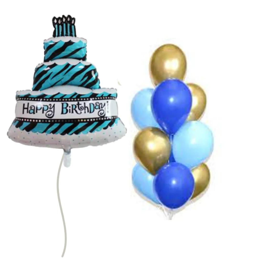 cake and balloon helium filled - blue