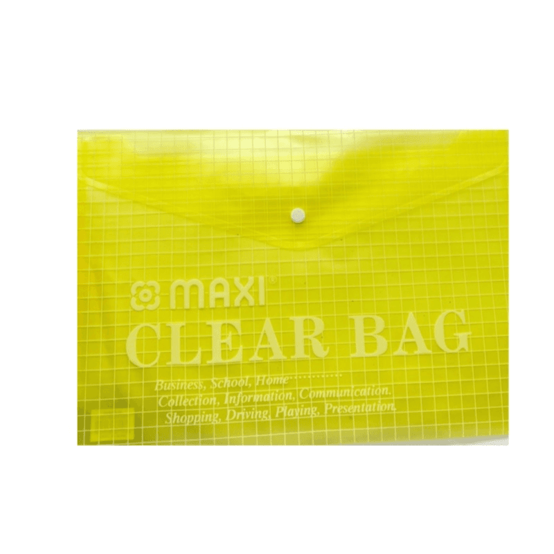 Maxi Foolscap Clear Bag Document Folder yellow Colour - 11811