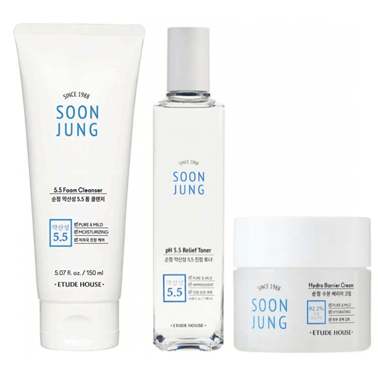 SoonJung 3pcs Hydration Bundle Set 5.5 (Foam Cleanser + SoonJung pH 5.5 Relief Toner + SoonJung Hydro Barrier Cream)