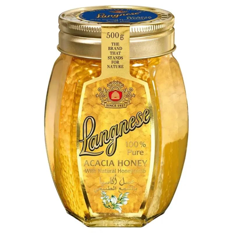 Langnese Pure Acacia Honey With Natural Honey With Natural Honeycomb 500g