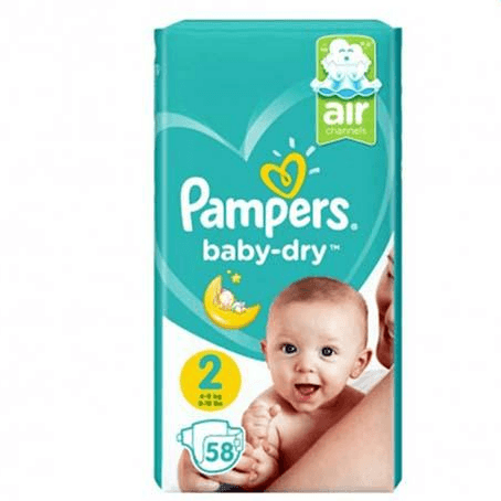 Pampers Baby Dry Size 2 Diapers 58 Pieces