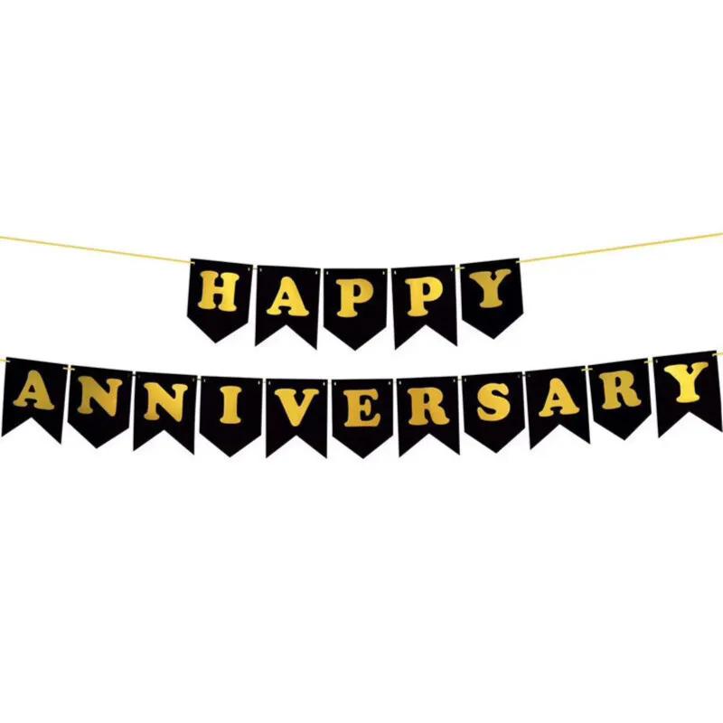 Banner Happy Anniversary Black