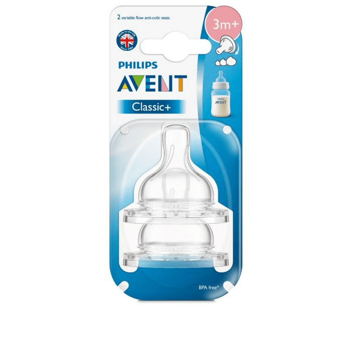 Avent Classic + Variable Nipple Teat 3m+ 2's #635/27