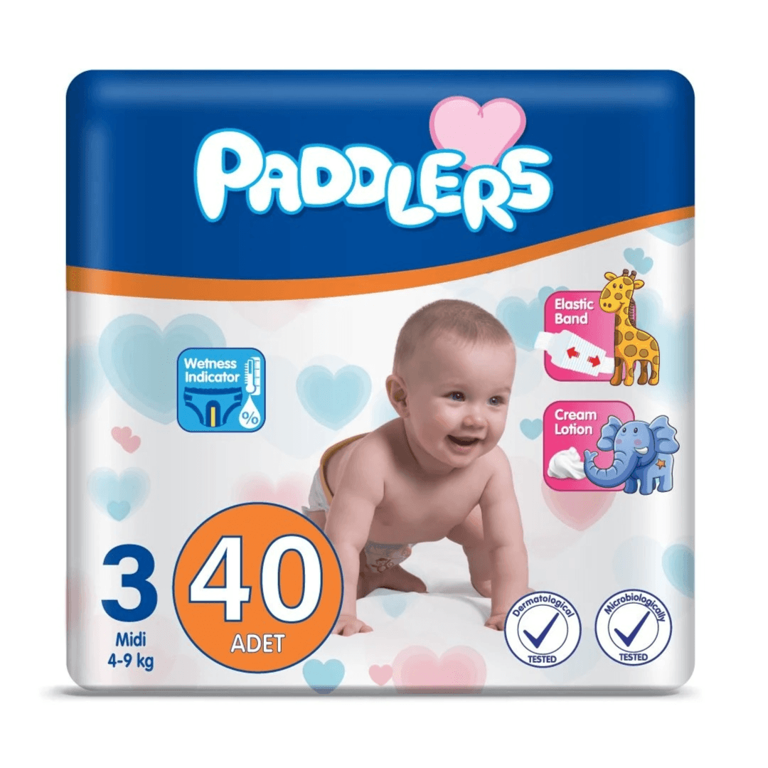 Paddlers Baby Diapers Number 3 Midi 40 Pieces (4-9 Kg) Eco Package