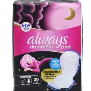 Always Dreamzzz Pink Pad Night Heavy Cottony Softness 20 Pads