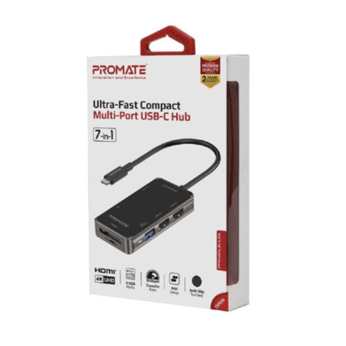 Promate Ultra Fast Compact Multiport USB-C Hub 7 In 1