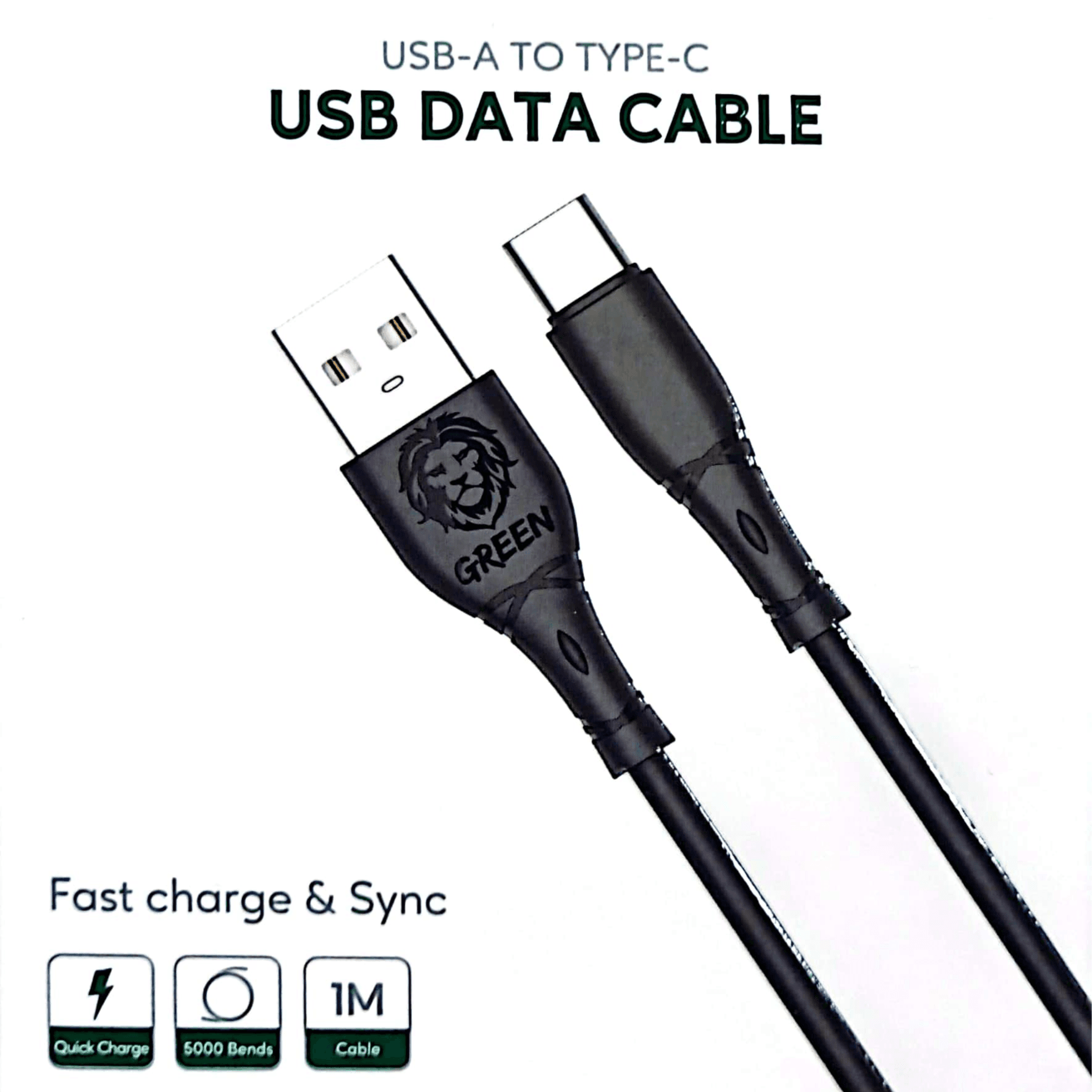 Green Lion USB-A To USB-C Data Cable Fast Charge & Sync 1m