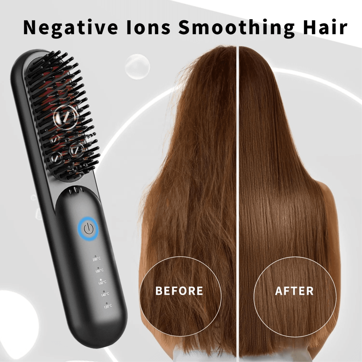 Sensation Mini Wireless Electric Portable Heat Hair Straightener Brush