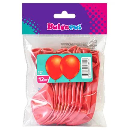 12" Metallic Red Balloon 12 Pieces Per Pack