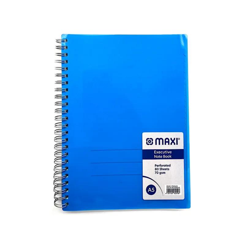 Maxi University Notebook Luxury Cover Durable Long-Life Nylon Cover, 80 Sheets Line , Size A5, Blue Colour - 8564