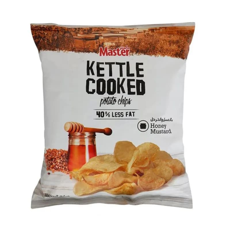 Master Kettle Cooked Potato Chips 40 % Less  Fat Honey Mustard 37gm