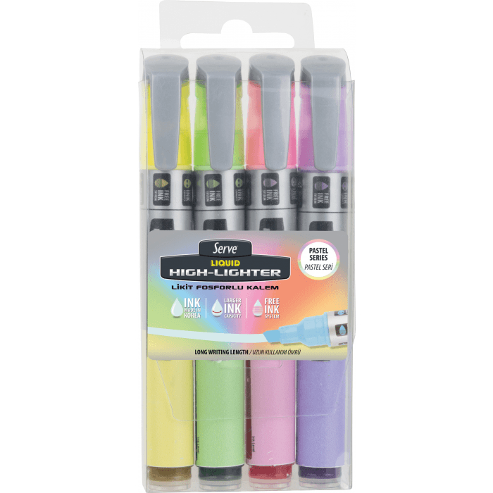 Serve Highlighter Set x 4 Colors Pastel Ink B x 24