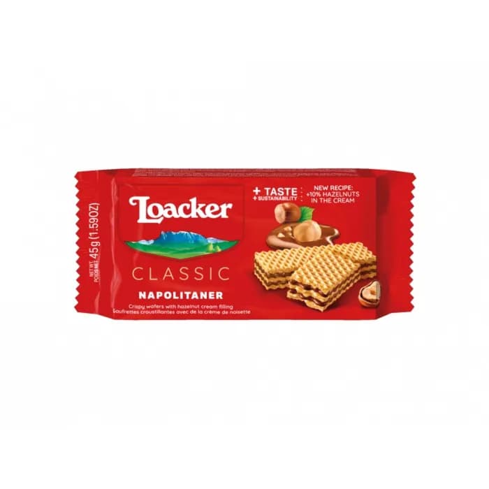 Loacker Classic Napolitaner Crispy Wafers With Hazelnut Cream 45g