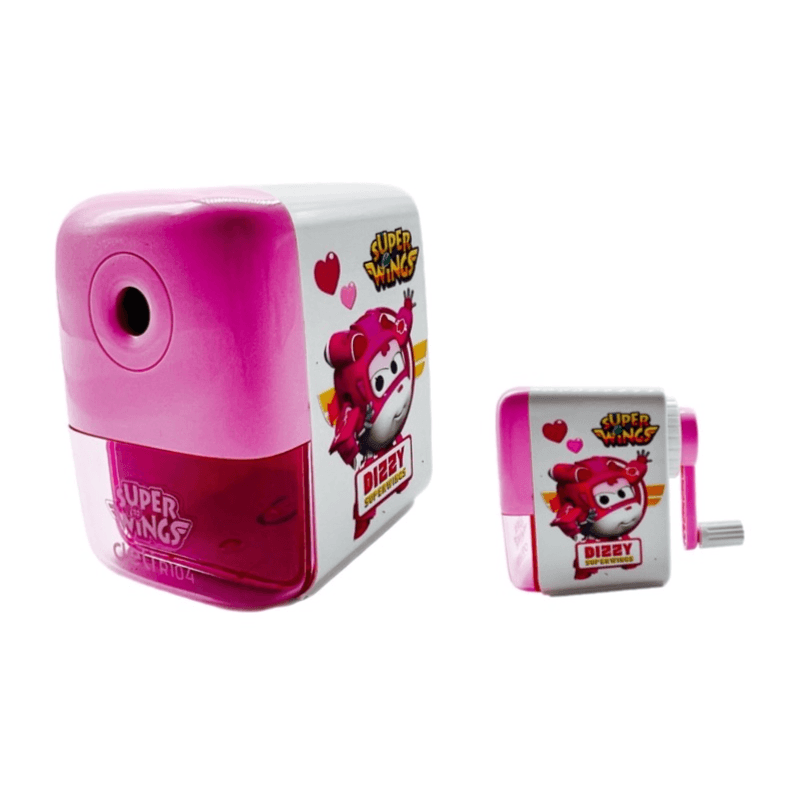 Deli Super Wings Rotary Pencil Sharpener Size Big Pink Colour - 10581