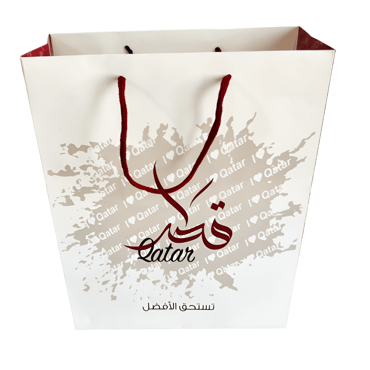 Patriotic Design I Love Qatar Design Gift Bag-Medium (GCRQ61)