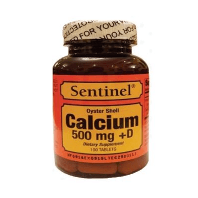 Sentinel Calcium Oyster Shell 500mg Plus Vitamin D 200 iu 100 Tablets