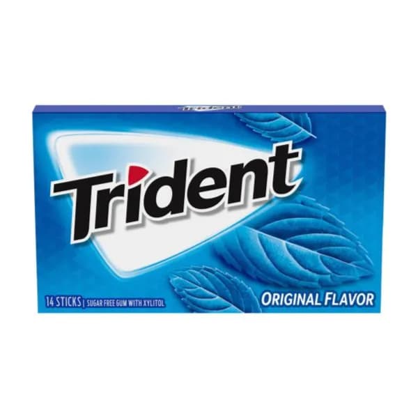 Trident Original Flavor Sugar Free Chewing Gum, 14 Sticks, Blue, 26 g