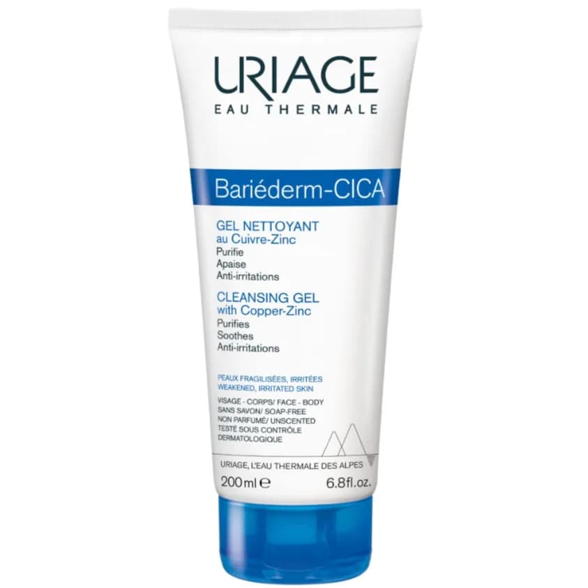 Uriage Bariederm Cica Cleansing Gel With Copper-zinc Unscented 200ml